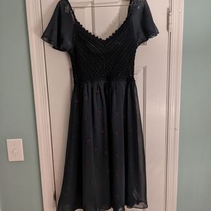 Free People Blue Floral Crochet Sheer Midi Dress